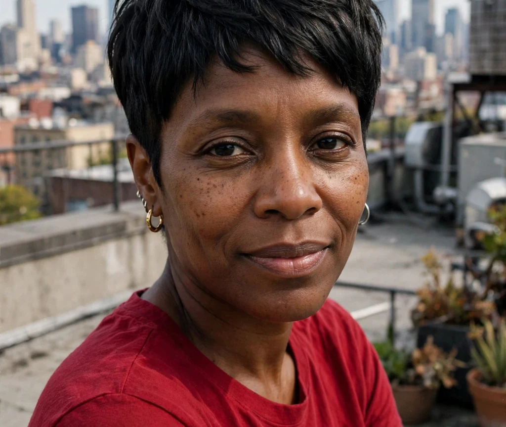 Woman with an ultra-short pixie stacked bob