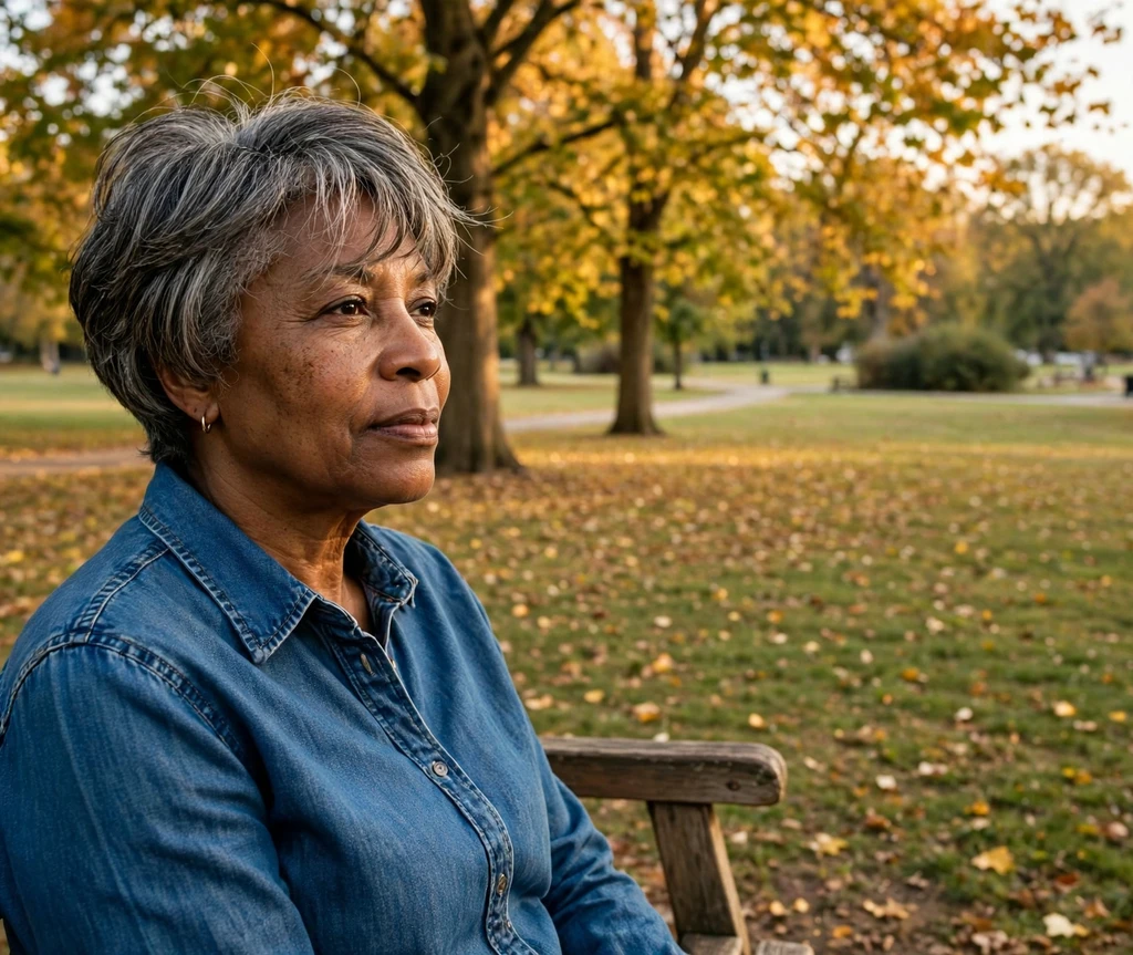 Short stacked bob with wispy bangs on salt-and-pepper fine hair