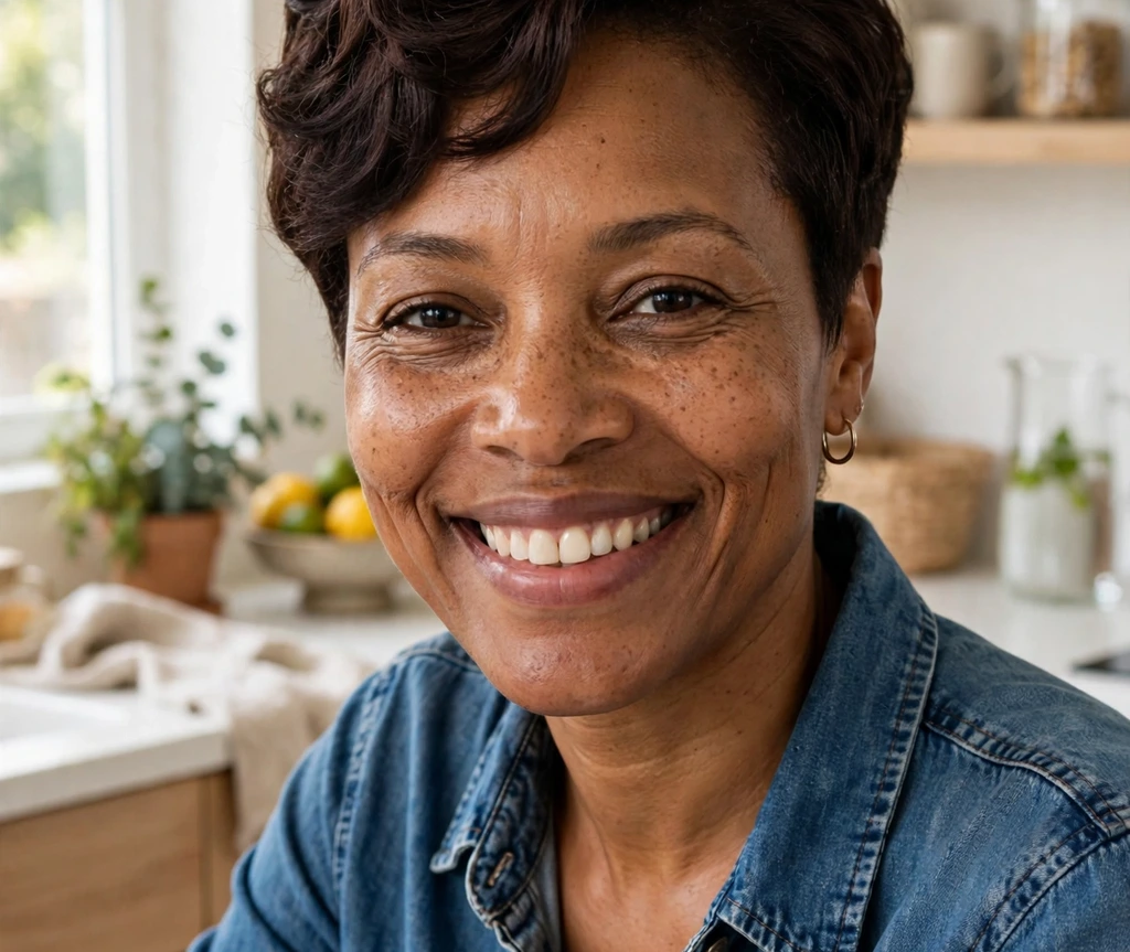 Black woman with a chocolate brown tapered cut with soft deep-wave texture and gentle tapered sides