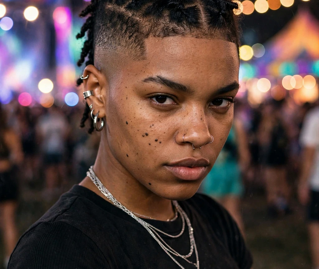 Black woman with a tapered fauxhawk, short twists down the center with cleanly faded tapered sides