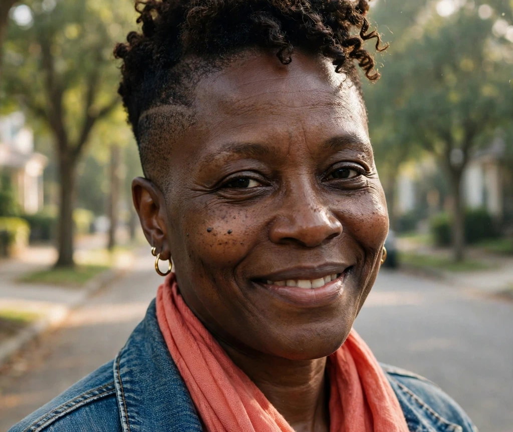 Black woman with tapered sides and a defined twist-out on top with neatly faded tapered sides