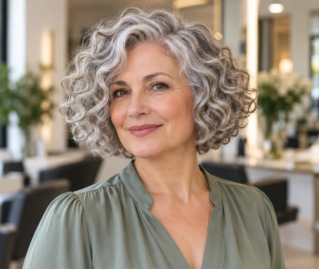Silver Curly Bob