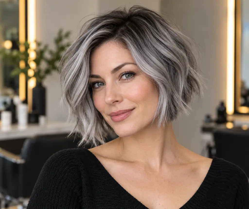 Smoky Silver With Dark Roots