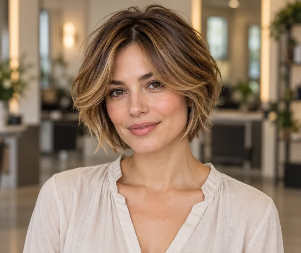 Soft Golden Brown With Curtain Bangs