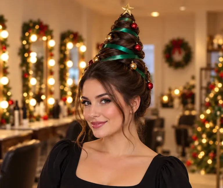Statement Cone-Shaped Christmas Tree Updo