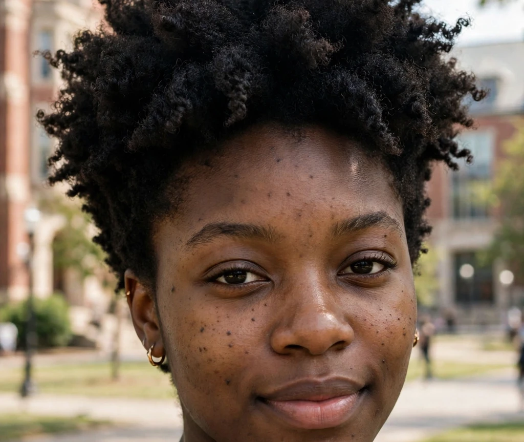Young Black woman with a tapered afro styled in a fluffy twist-out texture