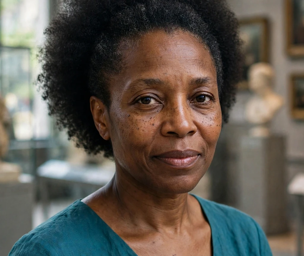 Black woman with a tapered afro, taper kept only on the sides with a fuller back