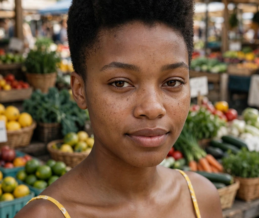 Young Black woman with a shaped tapered TWA, sculpted short natural cut