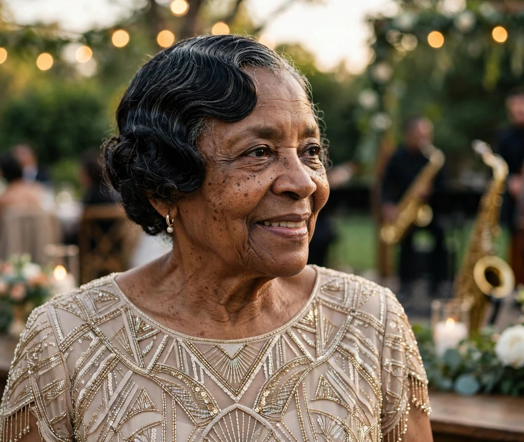 Vintage finger waves wedding hairstyle on a woman in her 60s