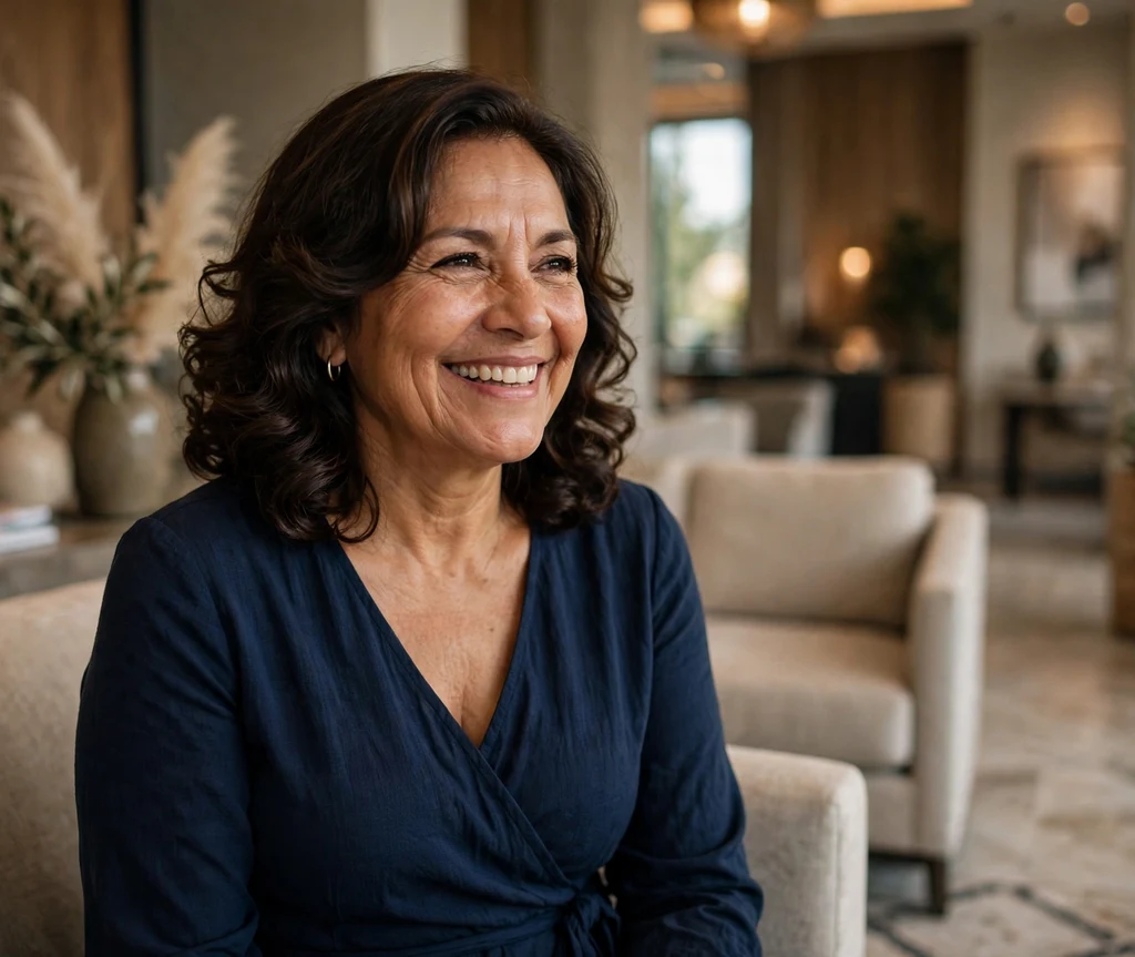 Shoulder-length dark brown soft curls with face-framing layers