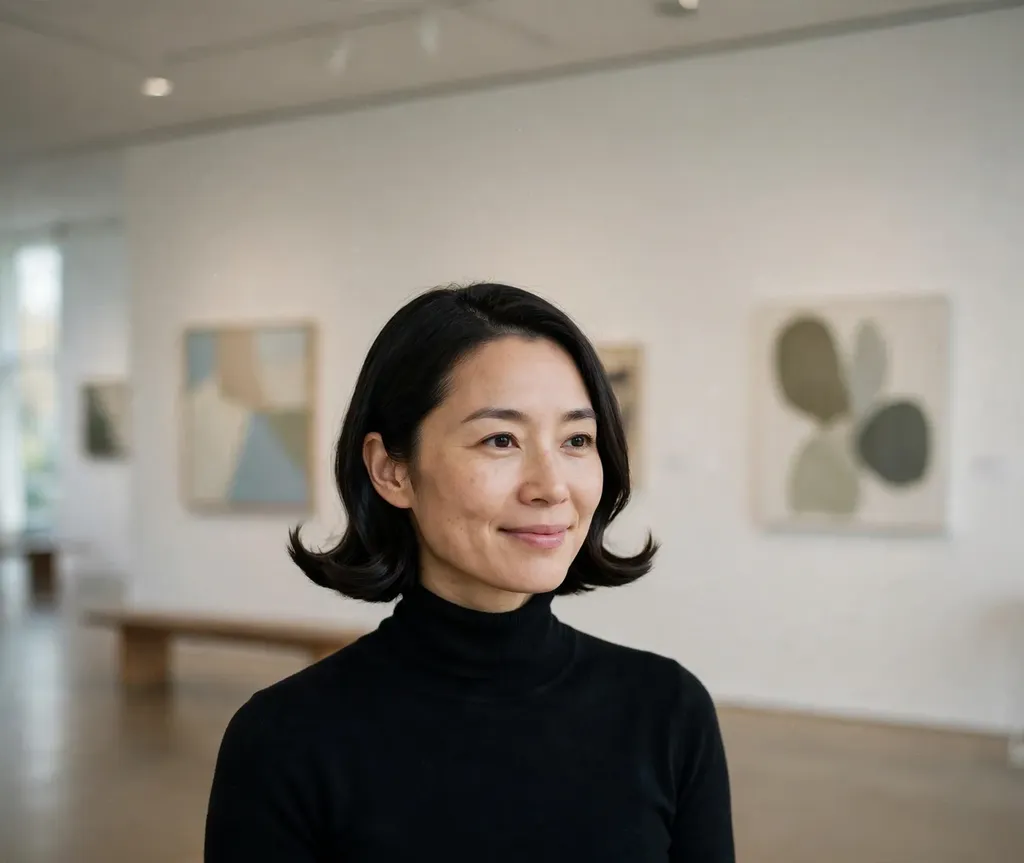 Woman with a sleek dark bob with flipped-out ends