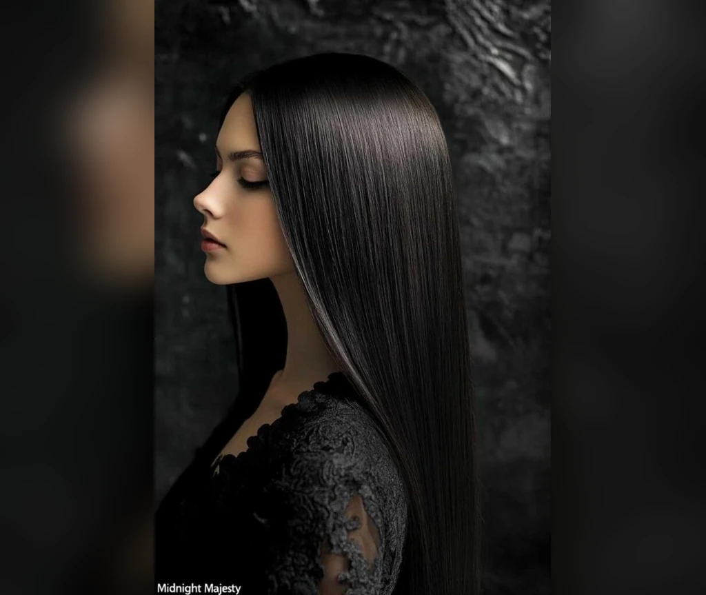 Long straight vampire hair shown in side profile