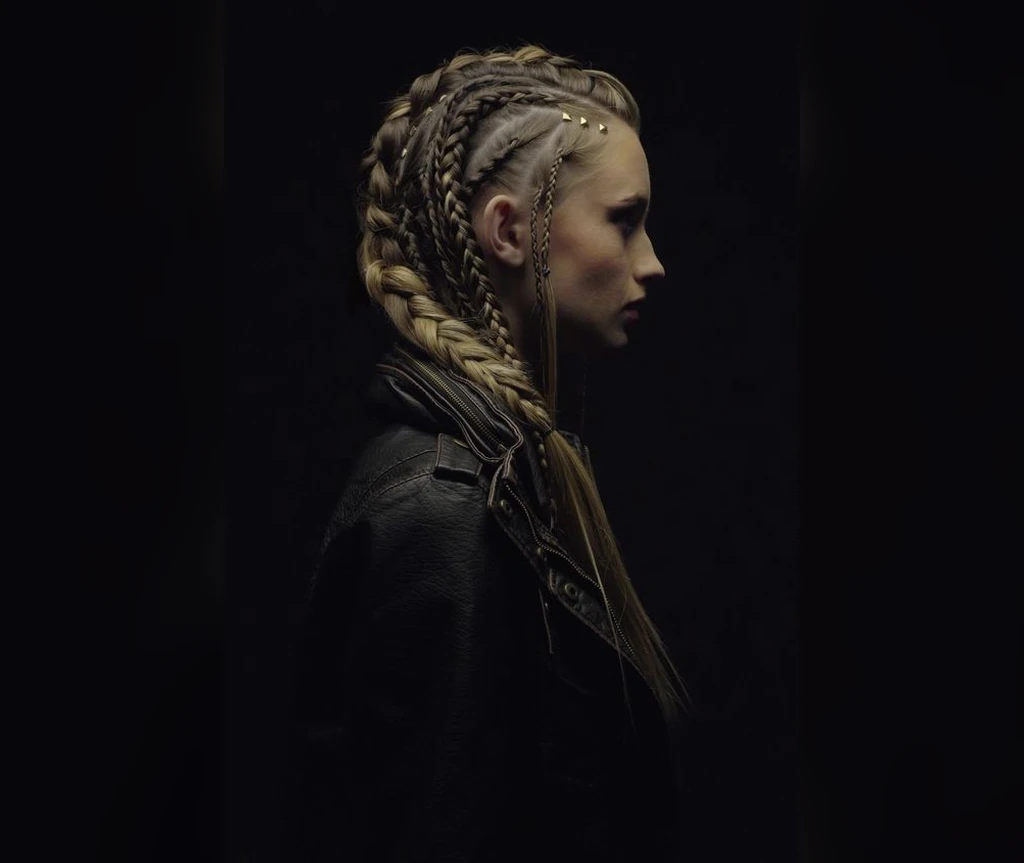 Long viking braids with a fierce gothic edge