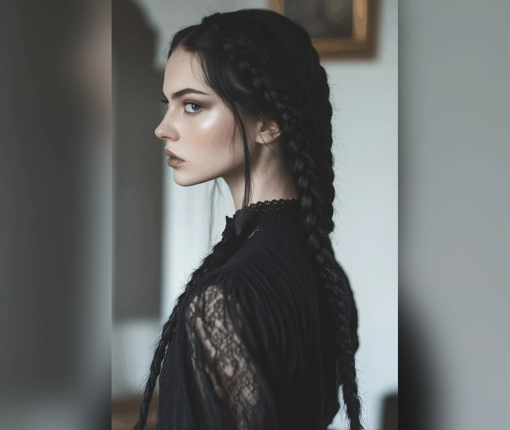 Side braid with soft waves in profile