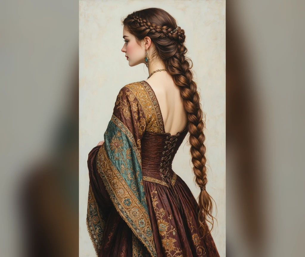 Medieval braided hairstyle with woven detail