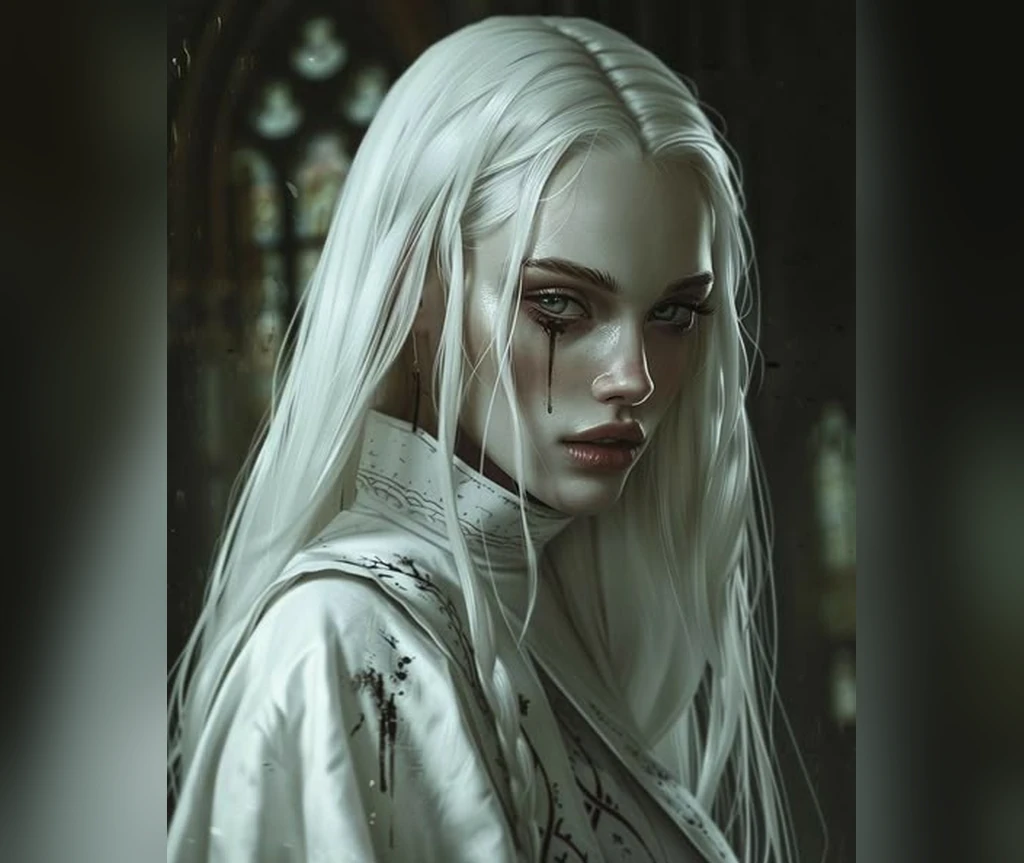 Moonlit silver waves in a gothic style